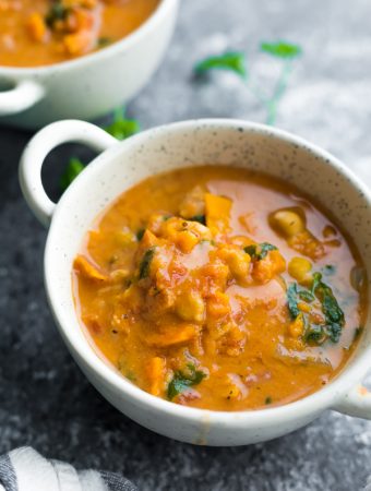 bowl of vegan slow cooker peanut stew