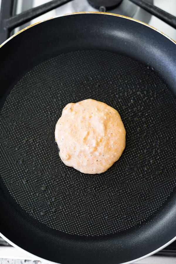 cooking a sweet potato pancakes recipe in nonstick pan