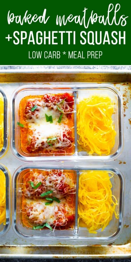 baked meatball meal prep with spaghetti squash