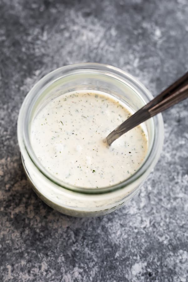 homemade ranch dressing in a jar