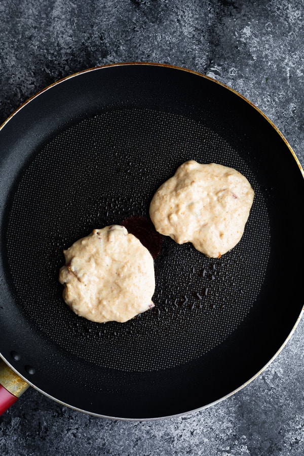 cooking the bacon pancakes recipe in a non stick skillet