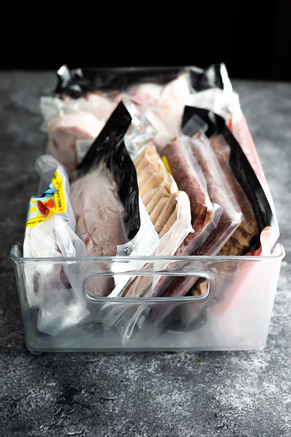 frozen meat in tray
