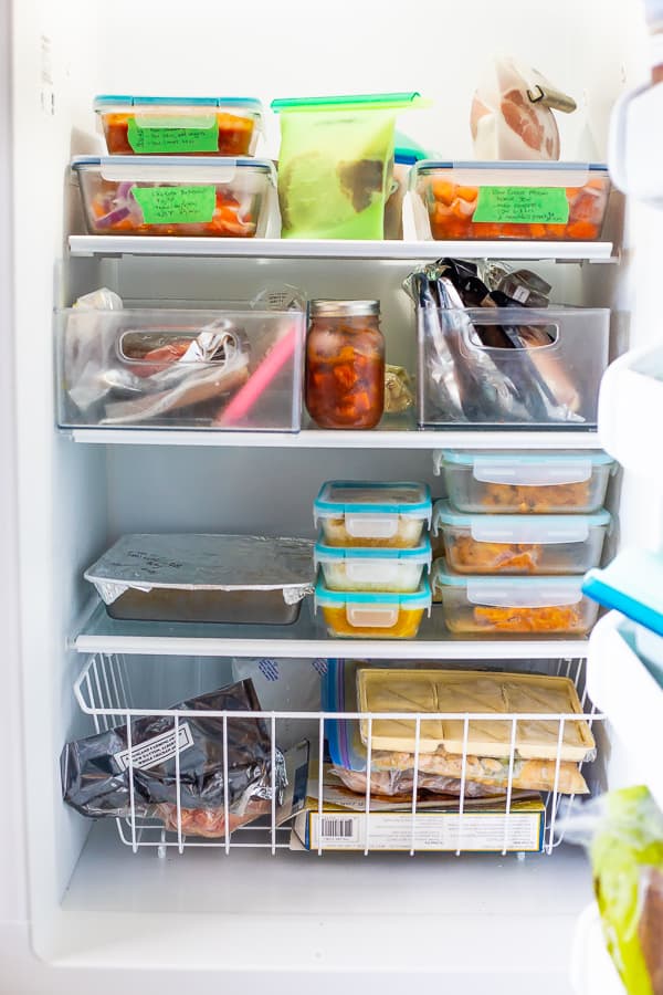 freezer stocked with healthy meals