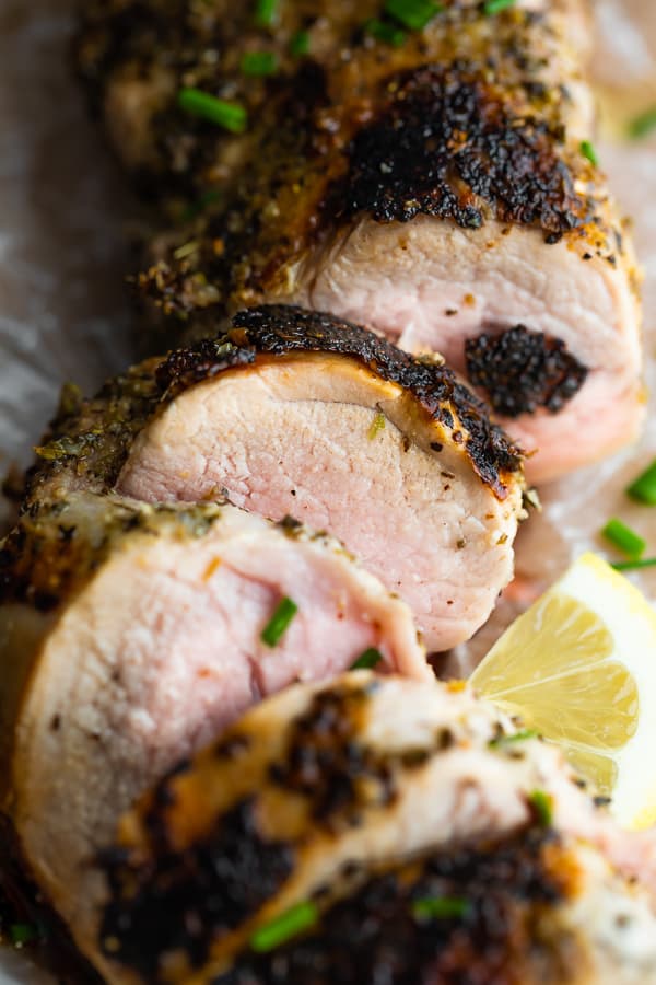 how to cook pork tenderloin- close up shot of cooked pork