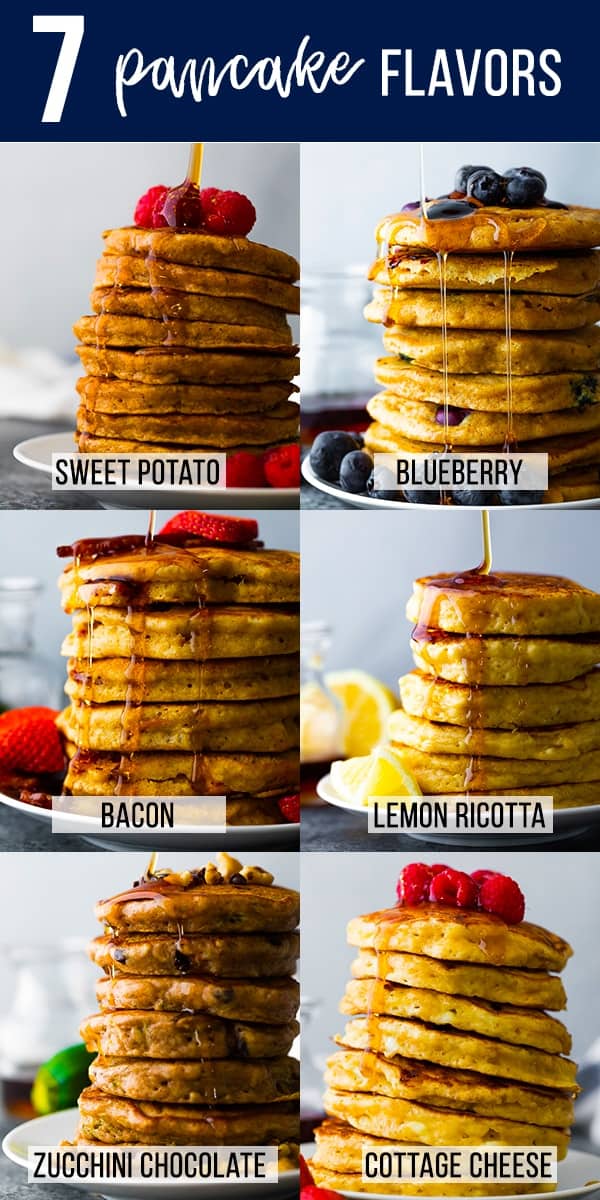 collage image 7 pancake recipe flavors