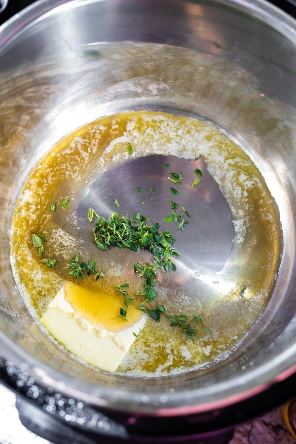 butter, herbs and honey in instant pot for instant pot carrots