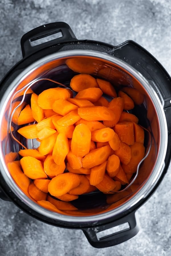 overhead view of carrots in instant pot