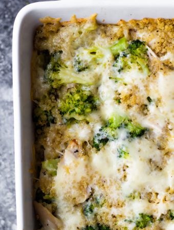 Close up of broccoli quinoa casserole