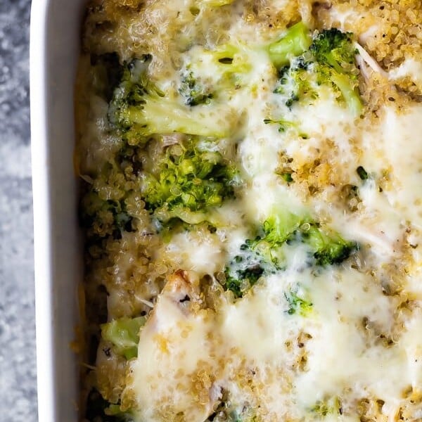 Close up of broccoli quinoa casserole