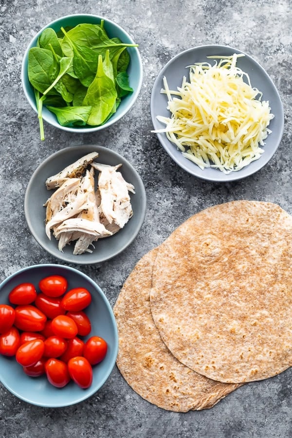 ingredients for how to make chicken quesadillas