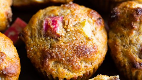 Healthy Cinnamon Rhubarb Muffins