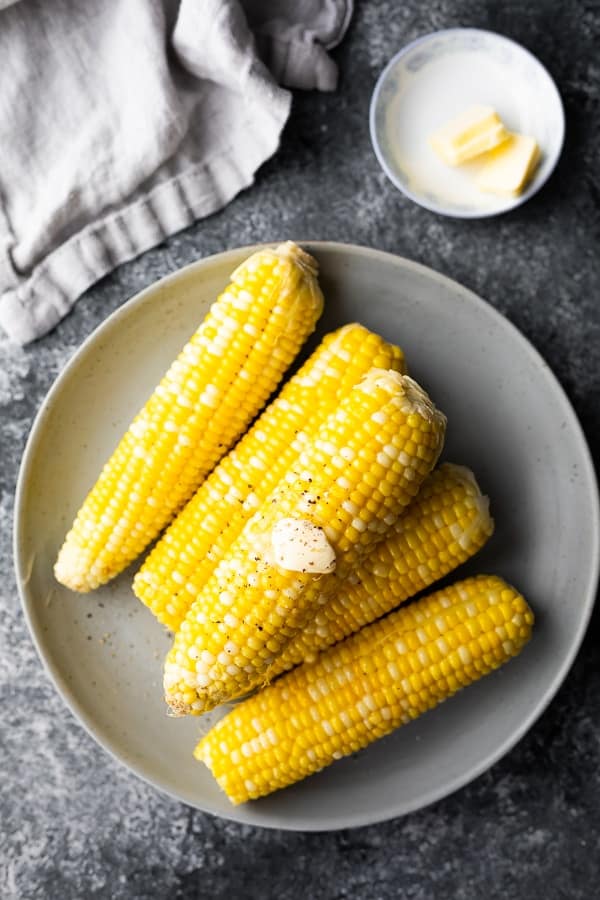 corn on the cob in the instant pot after cooking with butter melting