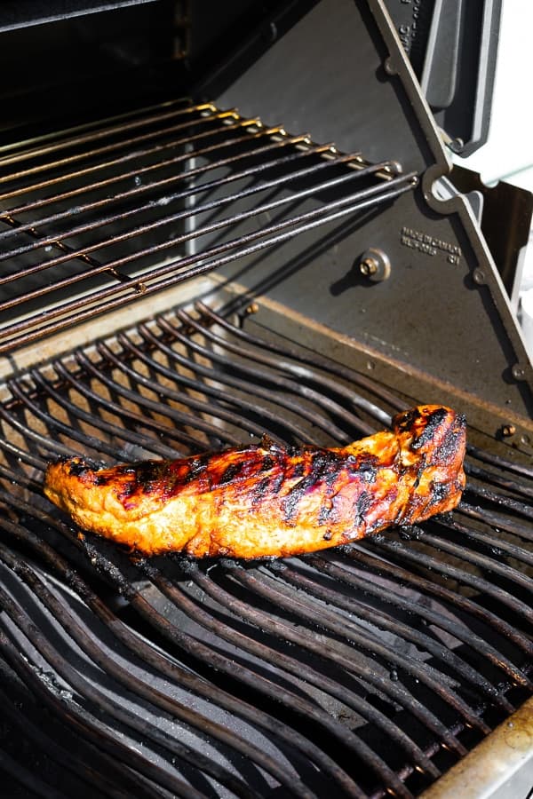 grilled pork tenderloin marinade cooking on grill