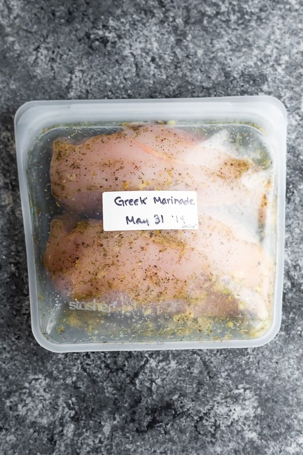 chicken marinade in reusable silicone bag