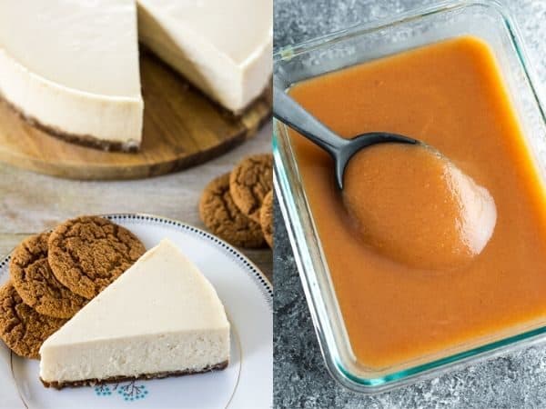 collage image with Instant Pot Thanksgiving desserts & drinks