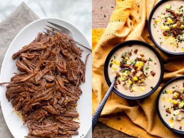 collage image with Thanksgiving Instant Pot Main Course Dishes