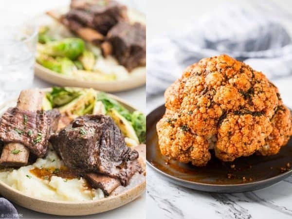 collage image with Thanksgiving Instant Pot Main Course Dishes