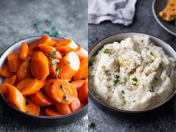 collage image with Instant Pot Thanksgiving Sides