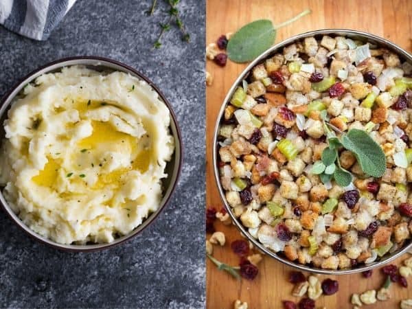 collage image with Instant Pot Thanksgiving Sides