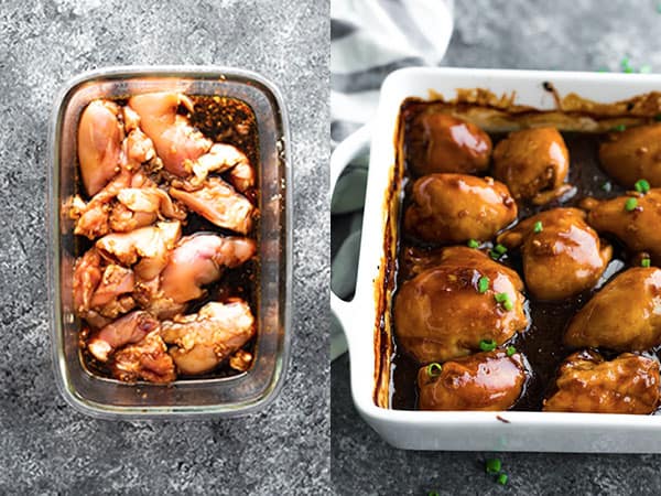honey garlic chicken before and after