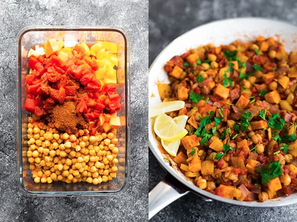 moroccan chickpea skillet before and after