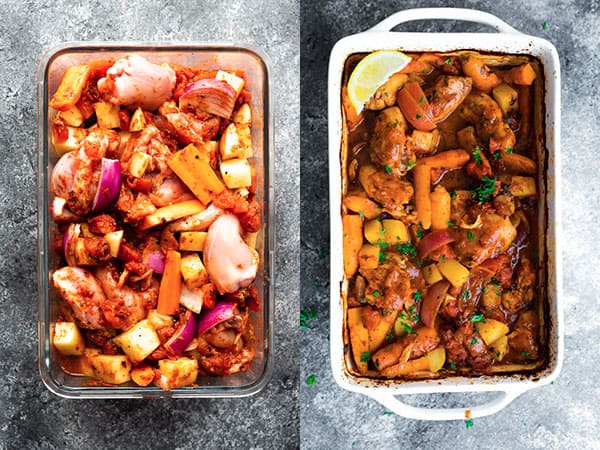 portuguese chicken bake before and after