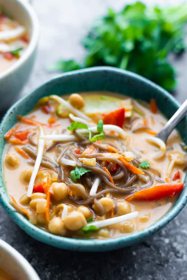 close up view of coconut curry soup