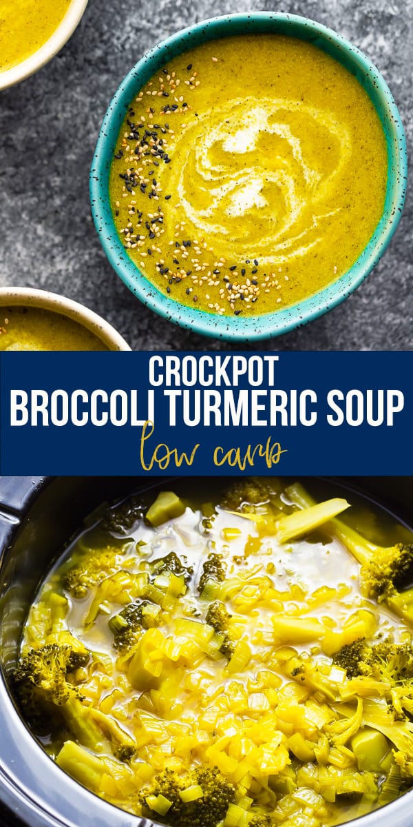 Crockpot Broccoli Turmeric Soup (low carb) | sweetpeasandsaffron.com