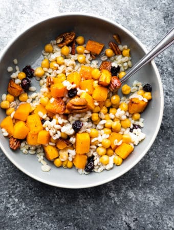an overhead shot of butternut squash salad