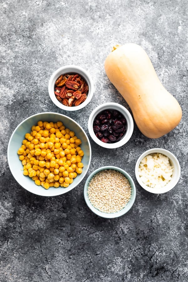 ingredients for the butternut squash barley salad