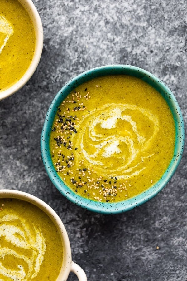 Crockpot Broccoli Turmeric Soup via Sweet Peas and Saffron