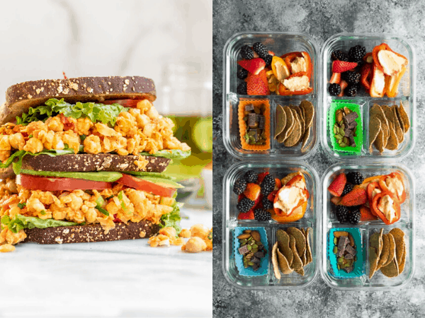 collage image with 38+ No Cook Meal Prep Recipes 