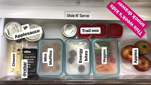 overhead view of the snack drawer