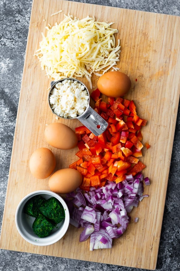 Ingredients required for the spinach feta breakfast quesadilla recipe