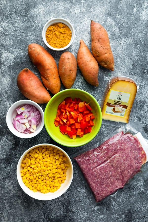 ingredients for the taco stuffed sweet potatoes 