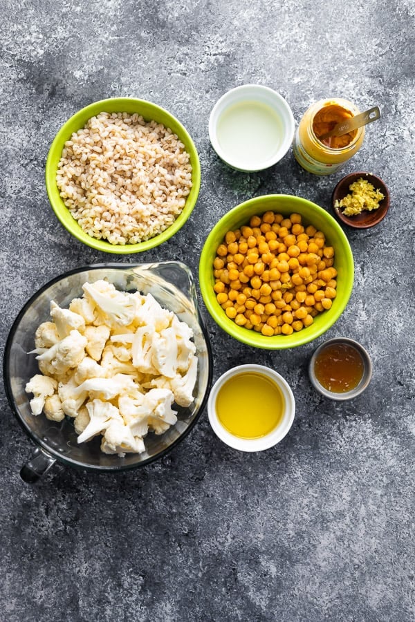 ingredients required for cauliflower cashew lunch bowls
