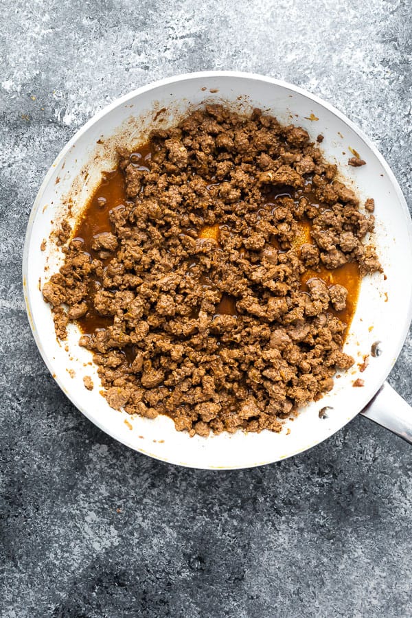 ginger beef in frying pan after cooking