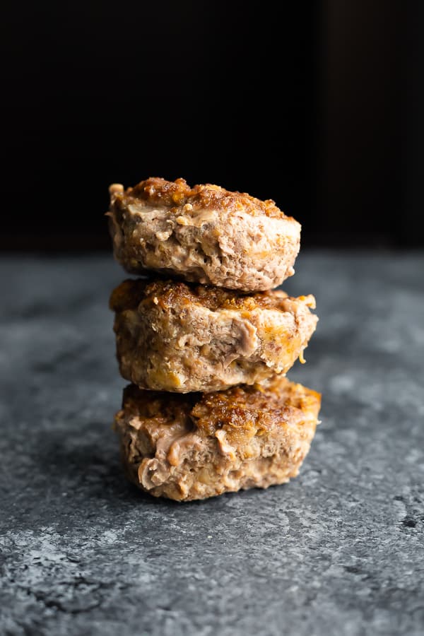 a stack of 3 meatloaf muffins