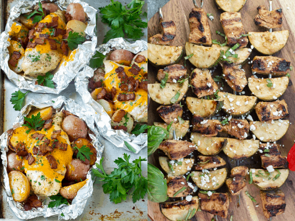 collage image: grilled chicken recipes
