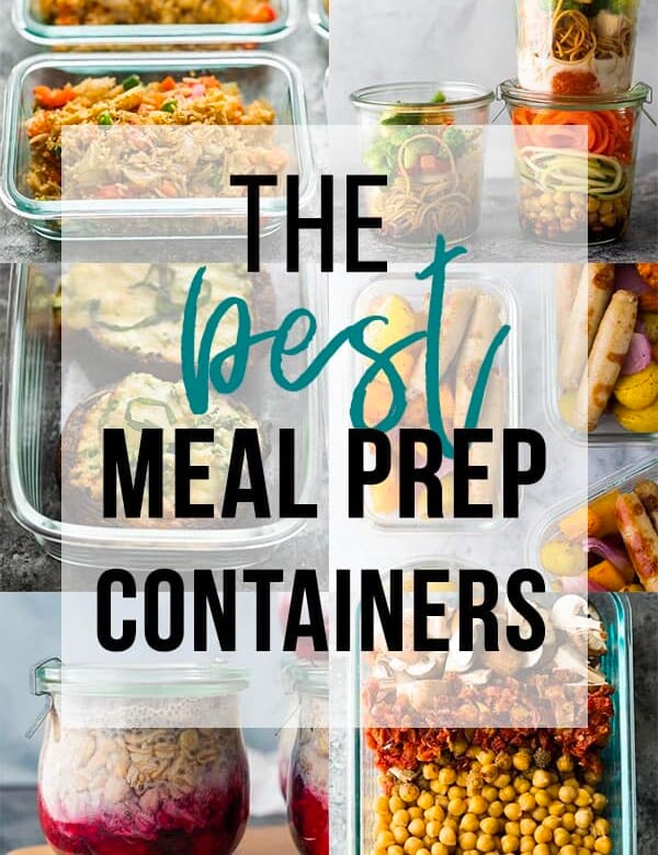 collage image with text overlay the best meal prep containers