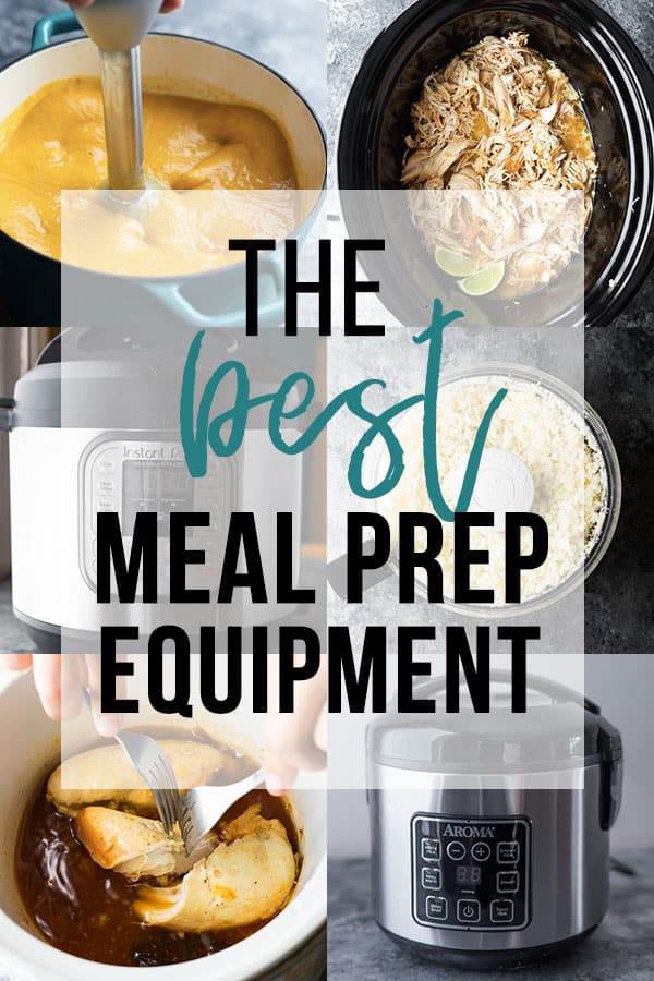 collage image with meal prep equipment
