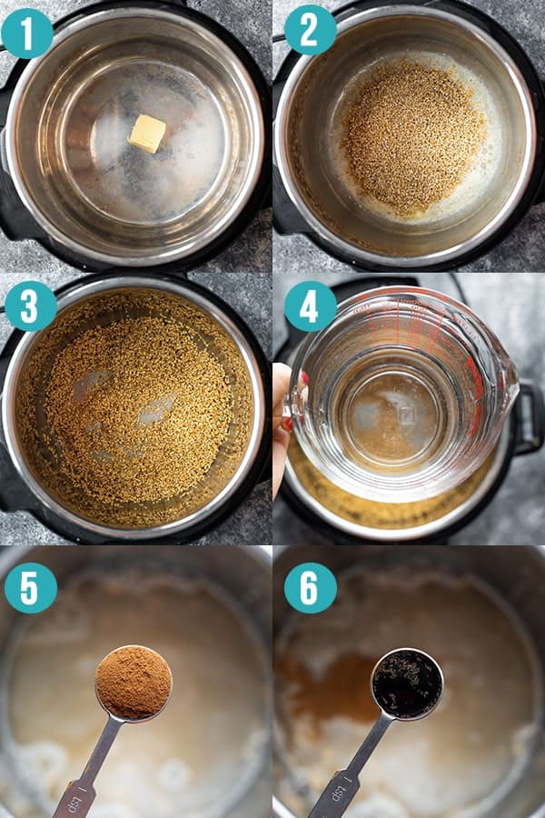 collage image showing how to cook steel cut oats in the instant pot