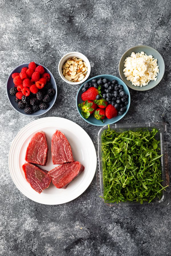 ingredients required for steak strawberry salad