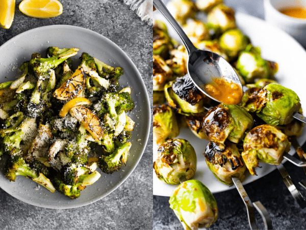 collage image: grilled appetizer and side dishes