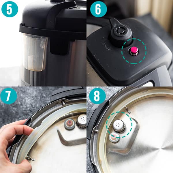 collage image showing the different parts of an Instant Pot