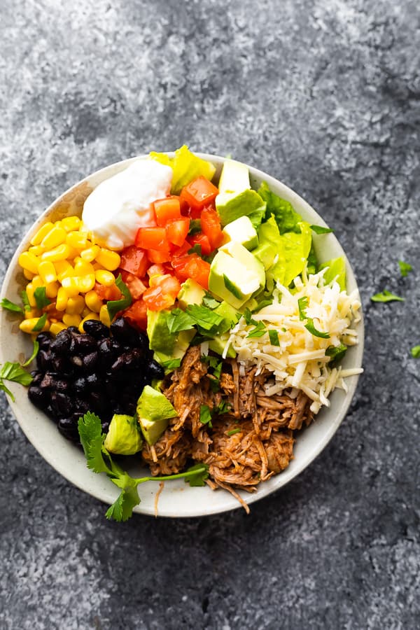 Instant Pot Pulled Pork Mexican Burrito Bowls