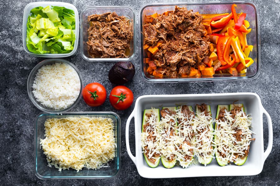 containers filled with meal prepped ingredients