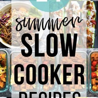 collage image with text overlay 29 summer slow cooker recipes