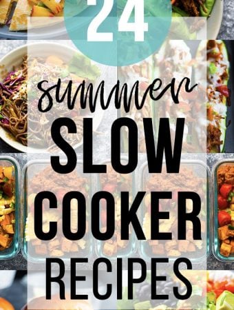 collage image with text overlay 29 summer slow cooker recipes