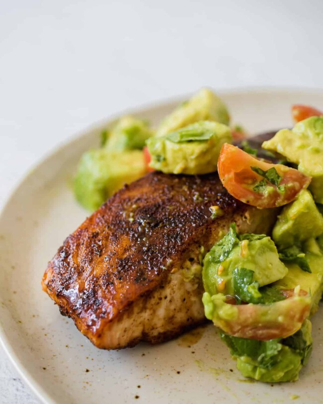 ChiliRubbed Salmon with Avocado Salsa